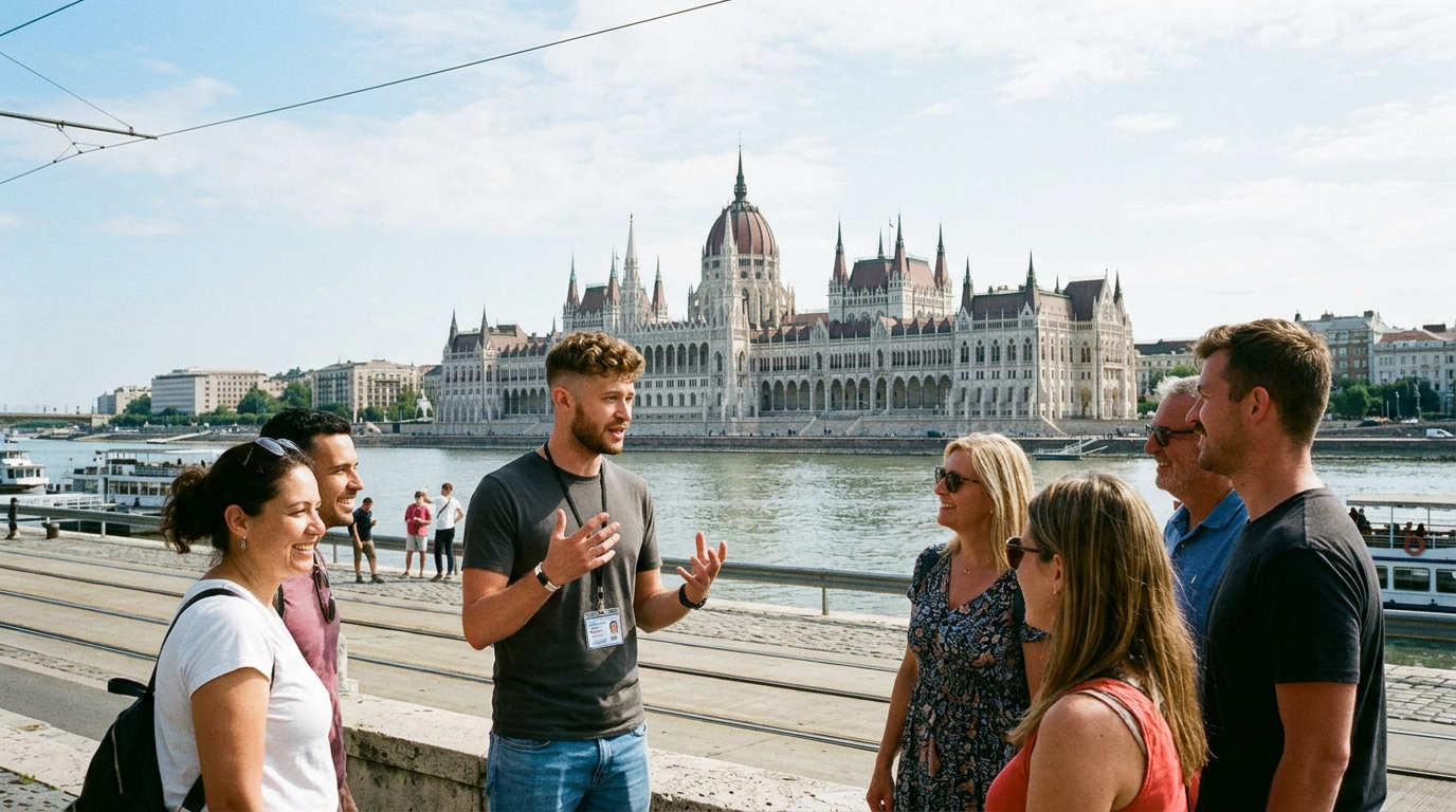 Budapest Parliament seen from across the Danube — by day