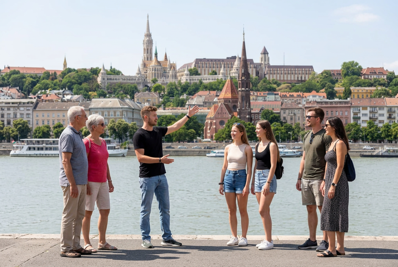 Fisherman's Bastion terraces on Budapest's Castle Hill — by day
